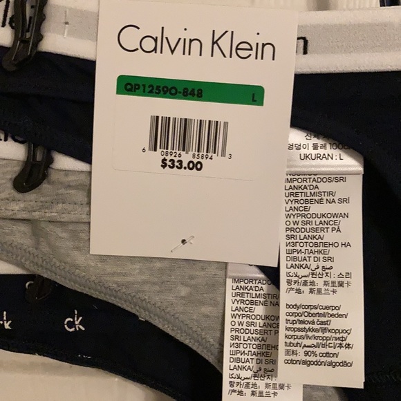NWT Calvin Klein 3 pack thong panties L MSRP $33 - Picture 2 of 5